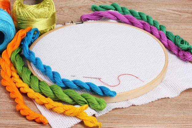 haft ręczny, igła i nitka